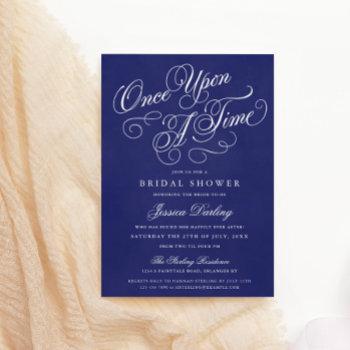 once upon a time shower invitations royal blue