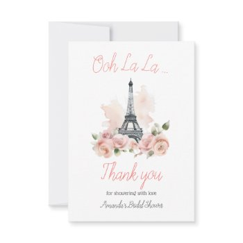 ooh la la parisian franch floral bridal shower thank you card