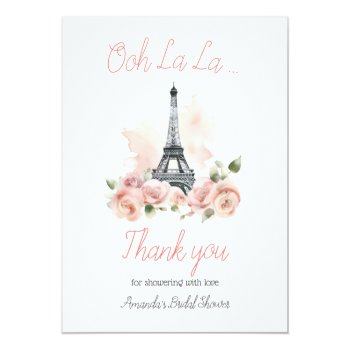 Ooh La La Parisian Franch Floral Bridal Shower Thank You Card Front View