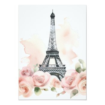 Ooh La La Parisian Franch Floral Bridal Shower Thank You Card Front View