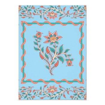 Orange And Aqua Blue Floral Bridal Shower Invitati Invitation Front View