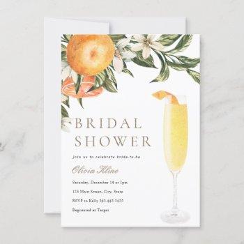 orange mimosa bridal shower invitation