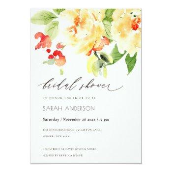 Orange Red Rose Watercolor Floral Front View