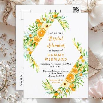 oranges citrus bridal shower postcard