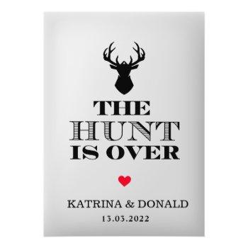 Pack Of 100 No Hole The Hunt Is Over Rustic Tags Front View