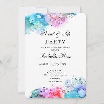 paint and sip bridal shower invitation