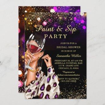 paint and sip bridal shower invitation