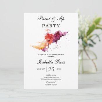 paint and sip bridal shower invitation