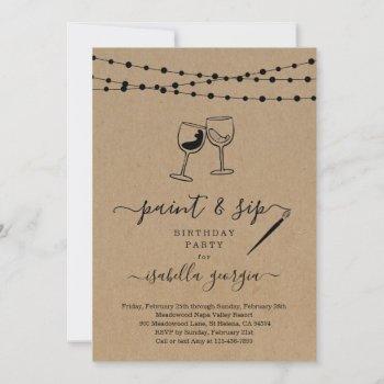 paint & sip birthday, bachelorette, bridal shower invitation