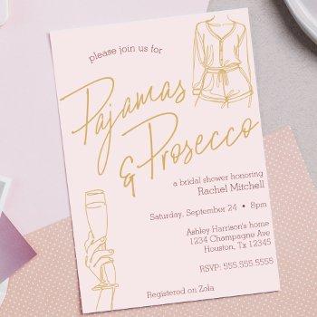 pajamas & prosecco pink bridal / lingerie shower invitation