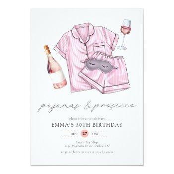 Pajamas Prosecco Pj Party Blush Pink 30th Birthday Invitation Front View