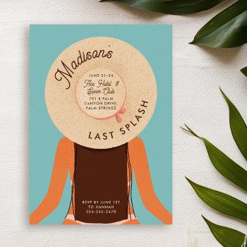 palm springs  - brunette bachelorette pool party invitation