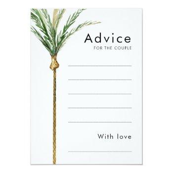 Palm Tree Destination Wedding Advice Card Front View