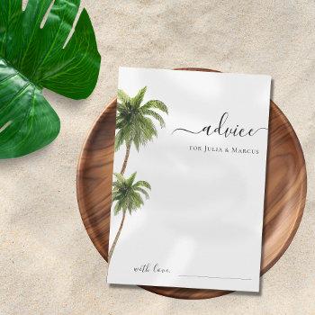 palm tree tropical beach destination wedding advice card