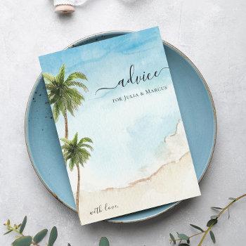palm tree tropical beach destination wedding advice card