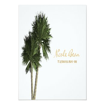 Palm Trees On White Elegant Business Cards Front View