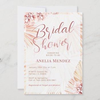 pampas grass boho floral bridal shower bohemian invitation