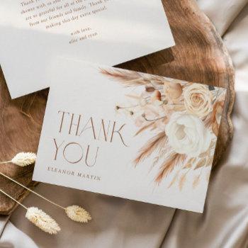 Pampas Grass Boho Neutral Bridal Shower Thank You Card Front View