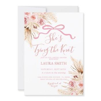 pampas grass she's tying the knot bridal shower invitation