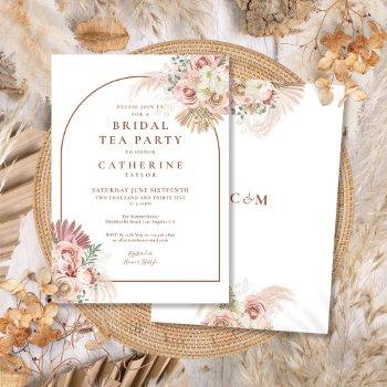 pampas grass terracotta arch bridal tea party invitation