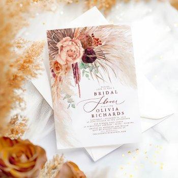 pampas grass terracotta floral bridal shower invitation