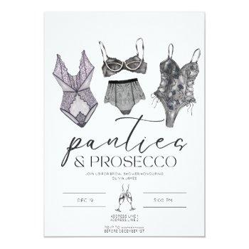 Panties And Prosecco Lingerie Bridal Shower  Invitation Front View