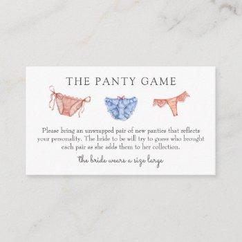 panty game insert card