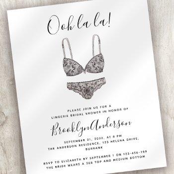 paper ooh la la lingerie shower invitation