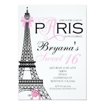 Paris Chic Elegant Pink & Black Party Invitations Front View