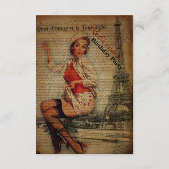 paris eiffel tower girly parisian birthday party invitation