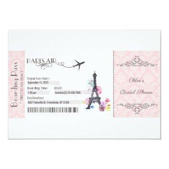 Paris Invitation, Boarding Pass Invitation, Bridal Invitation Front View