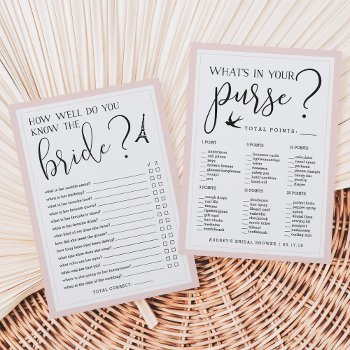 paris theme double-sided bridal shower game card