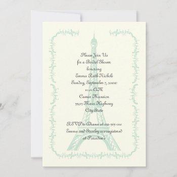 paris wedding mint eiffel tower bridal shower invitation