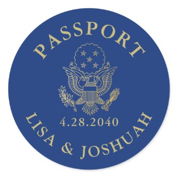 passport emblem travel theme seal favor label