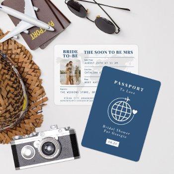 passport to love travel theme bridal shower invitation