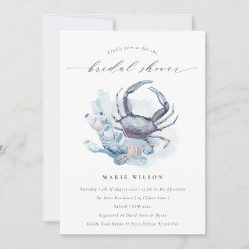 pastel crab coral nautical bridal shower invite