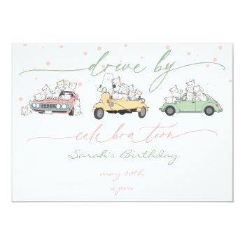 Pastel Kawaii Cats Surprise Celebration Parade Invitation Front View