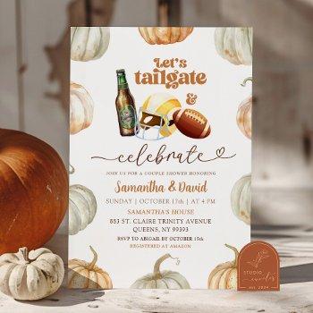 pastel pumpkin beer and footballs couples shower invitation