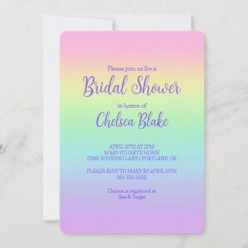 pastel rainbow bridal shower invitation