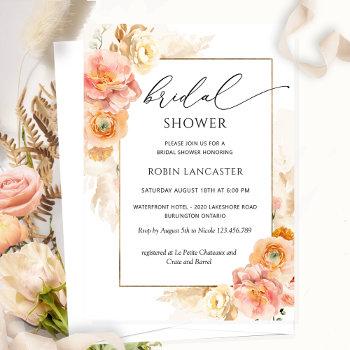 peach and cream floral bridal shower /brunch invitation