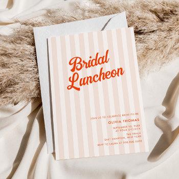 peach and tangerine retro stripes bridal shower invitation