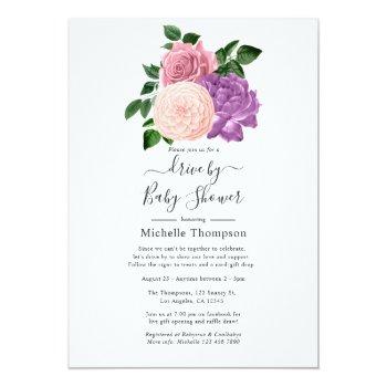 Peach Pink And Lavender Purple Drive By Shower Invitation Front View