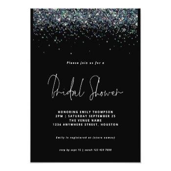 Peacock Blue Glitter Budget Bridal Shower Black Front View