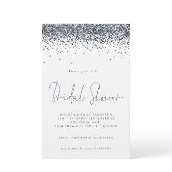 peacock blue glitter budget bridal shower invite