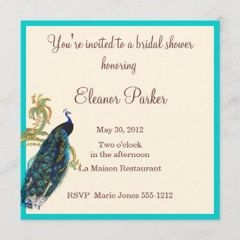 peacock bridal shower invitation