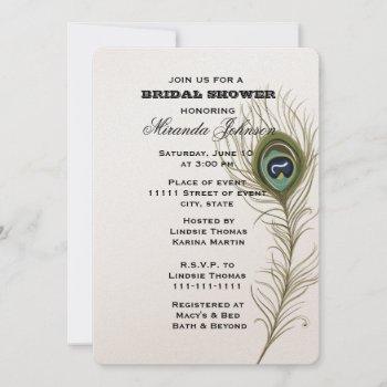 peacock feather bridal shower invitation