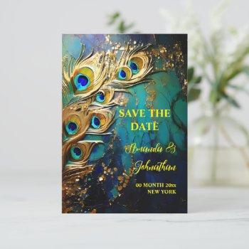 peacock feathers 3d art iridescent elegant save the date