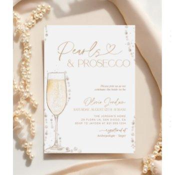 Pearls And Prosecco Bridal Shower, Bridal Brunch  Invitation Front View