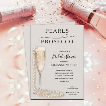 pearls and prosecco bridal shower brunch & bubbly invitation