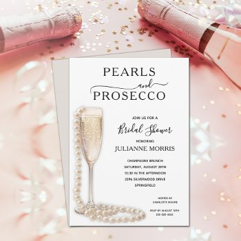 pearls and prosecco bridal shower brunch & bubbly invitation